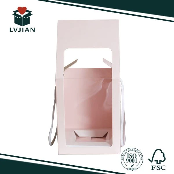 Paper Handle Box For Flowers With Clear Window